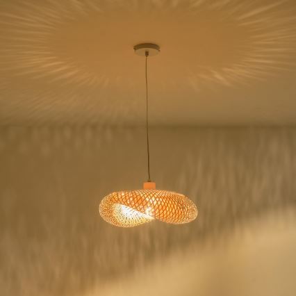 Ljuskrona med textilsladd 1xE27/40W/230V bambu