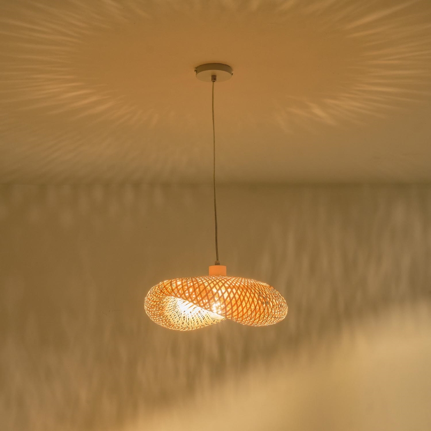Ljuskrona med textilsladd 1xE27/40W/230V bambu