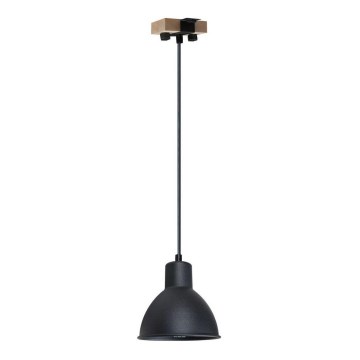Ljuskrona med textilsladd 1xE27/40W/230V bok/svart
