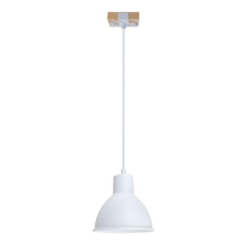 Ljuskrona med textilsladd 1xE27/40W/230V bok/vit