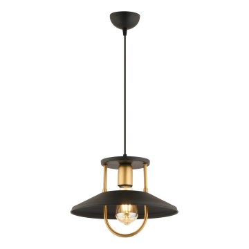 Ljuskrona med textilsladd 1xE27/40W/230V svart/guld