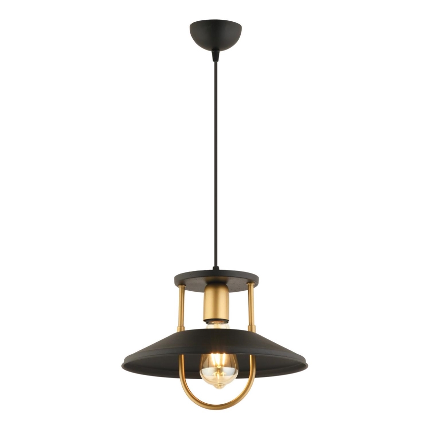 Ljuskrona med textilsladd 1xE27/40W/230V svart/guld