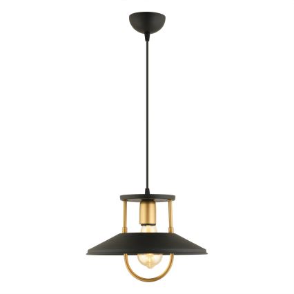 Ljuskrona med textilsladd 1xE27/40W/230V svart/guld