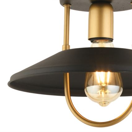 Ljuskrona med textilsladd 1xE27/40W/230V svart/guld