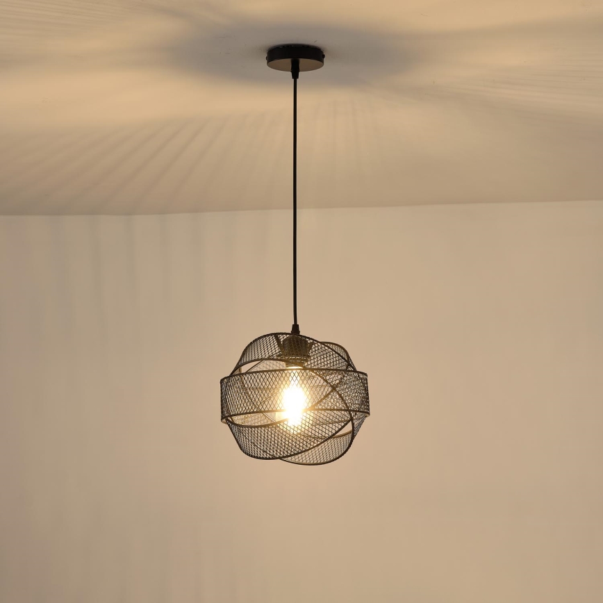 Ljuskrona med textilsladd 1xE27/40W/230V svart