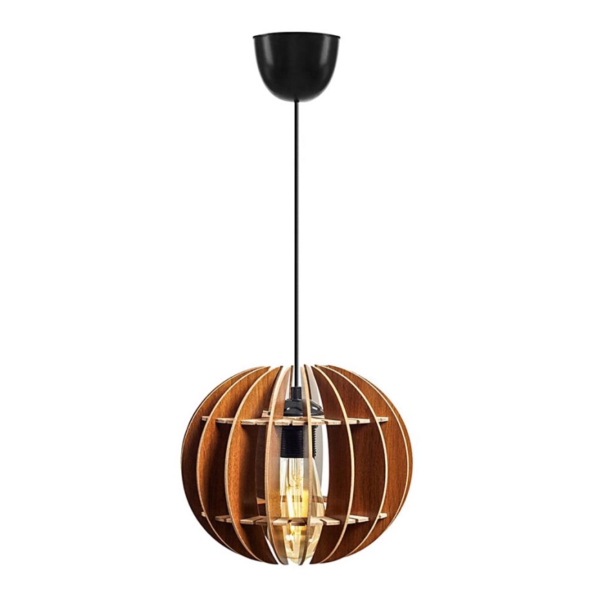 Ljuskrona med textilsladd 1xE27/60W/230V brun diameter 20 cm