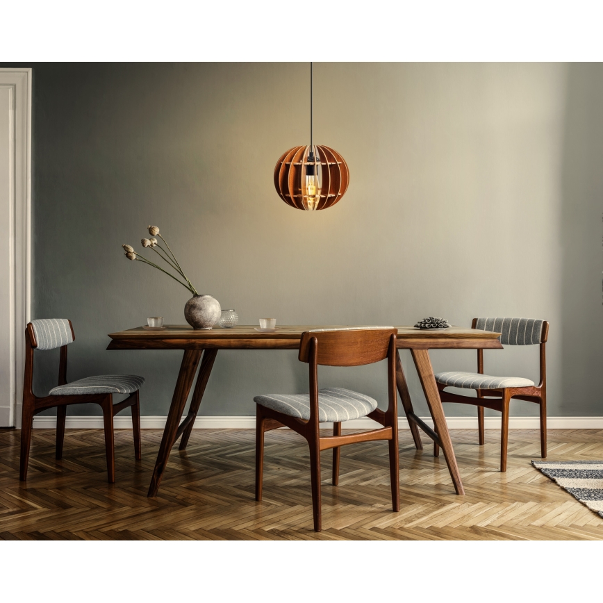 Ljuskrona med textilsladd 1xE27/60W/230V brun diameter 20 cm
