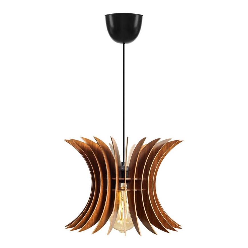 Ljuskrona med textilsladd 1xE27/60W/230V brun diameter 20 cm