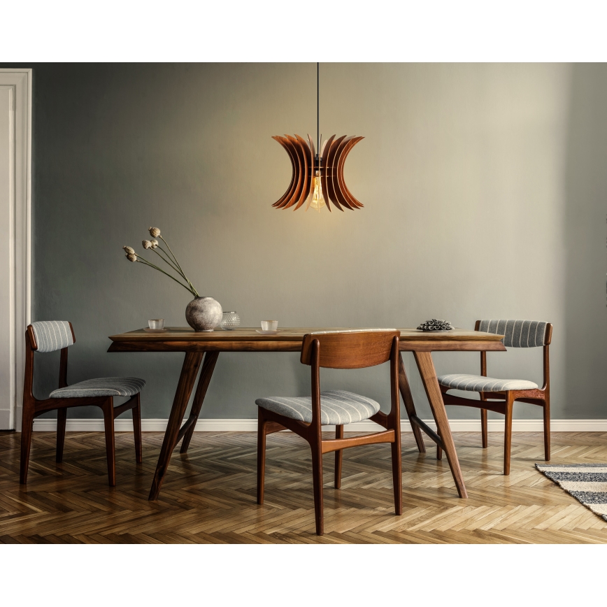 Ljuskrona med textilsladd 1xE27/60W/230V brun diameter 20 cm