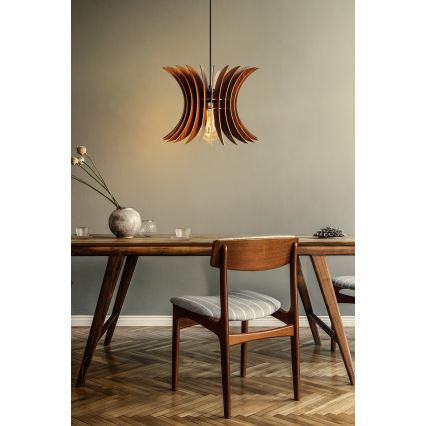 Ljuskrona med textilsladd 1xE27/60W/230V brun diameter 20 cm