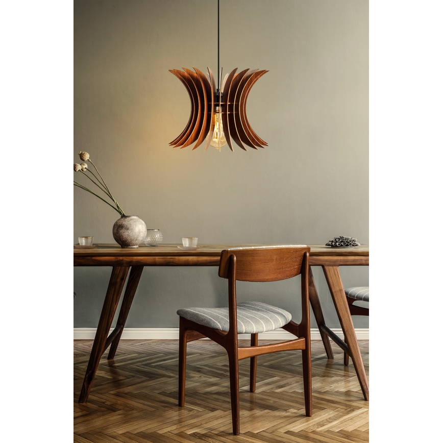 Ljuskrona med textilsladd 1xE27/60W/230V brun diameter 20 cm