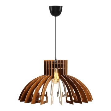 Ljuskrona med textilsladd 1xE27/60W/230V brun diameter 39 cm