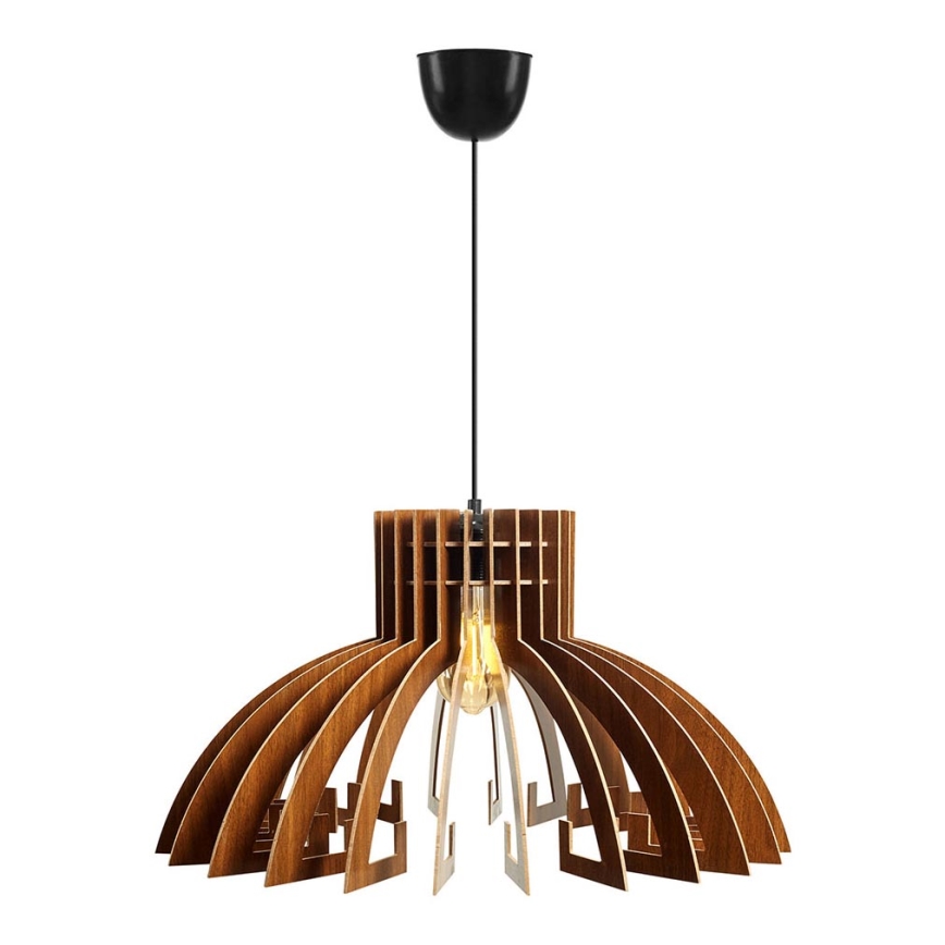 Ljuskrona med textilsladd 1xE27/60W/230V brun diameter 39 cm