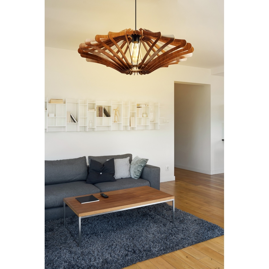 Ljuskrona med textilsladd 1xE27/60W/230V brun diameter 47 cm