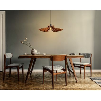 Ljuskrona med textilsladd 1xE27/60W/230V brun diameter 52 cm