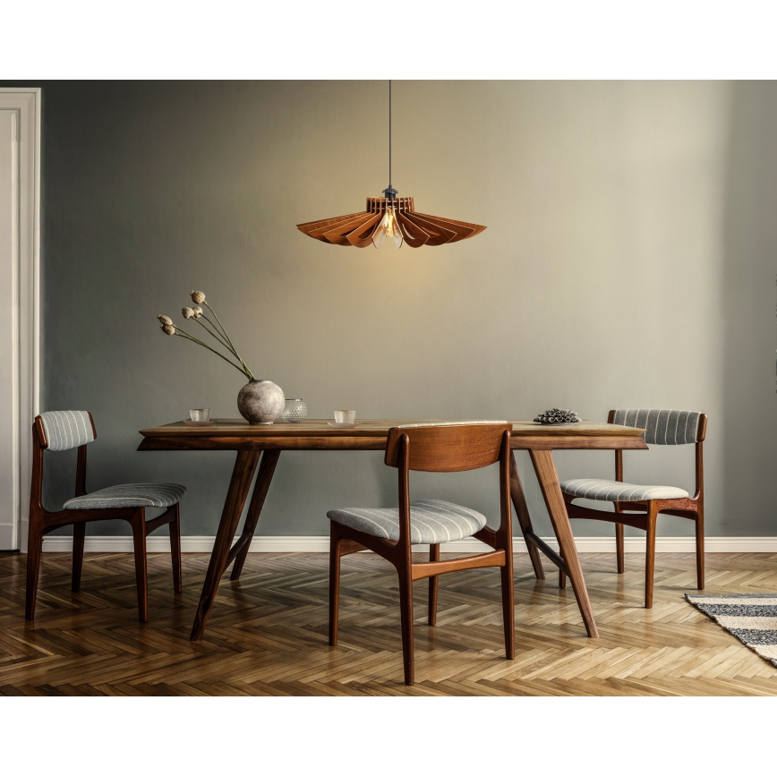 Ljuskrona med textilsladd 1xE27/60W/230V brun diameter 52 cm