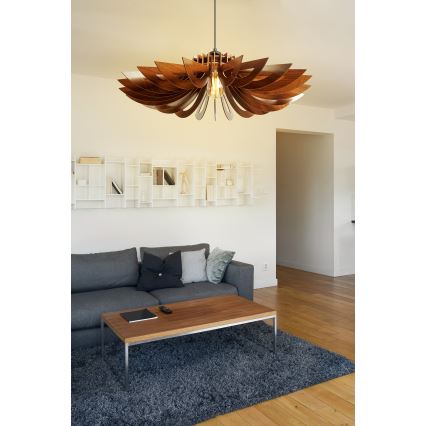 Ljuskrona med textilsladd 1xE27/60W/230V brun diameter 52 cm