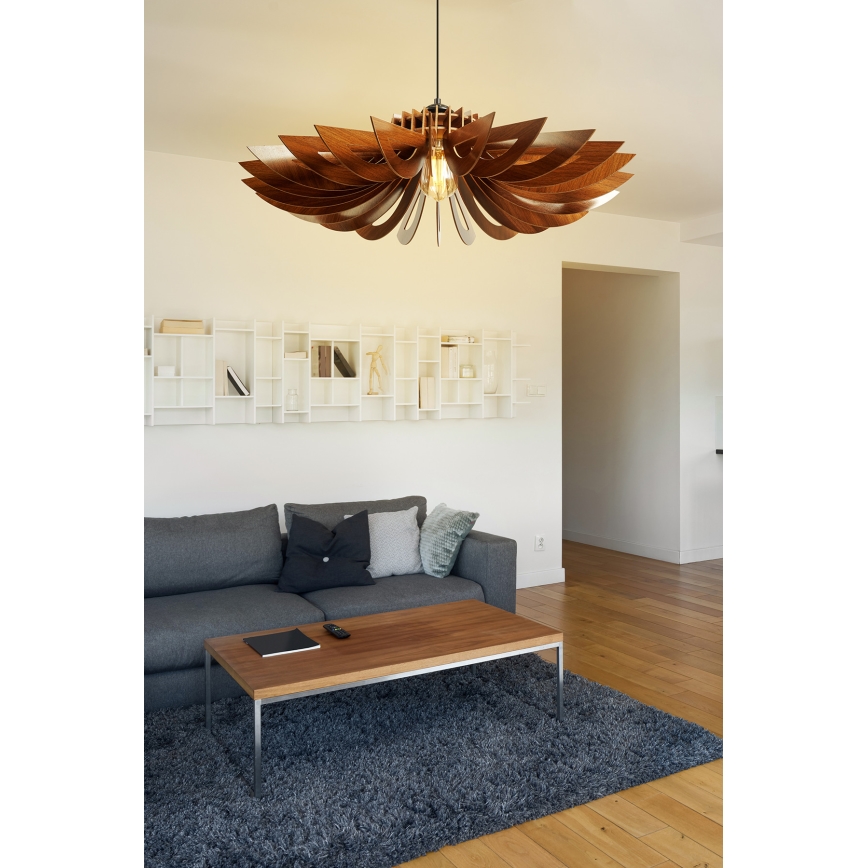 Ljuskrona med textilsladd 1xE27/60W/230V brun diameter 52 cm