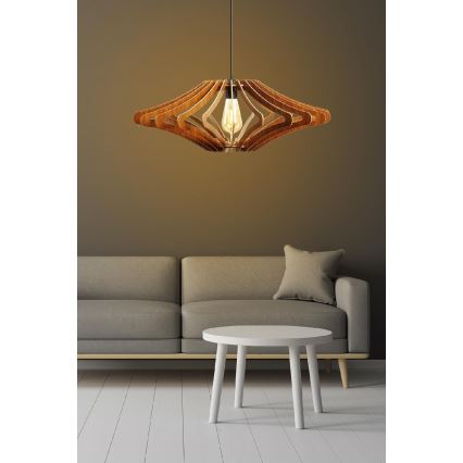 Ljuskrona med textilsladd 1xE27/60W/230V brun diameter 59 cm