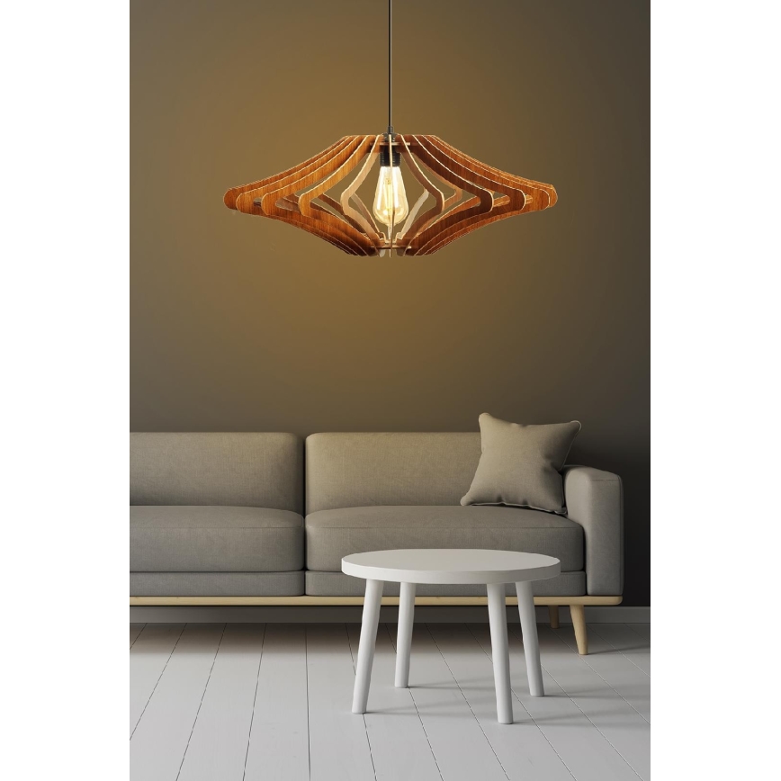Ljuskrona med textilsladd 1xE27/60W/230V brun diameter 59 cm