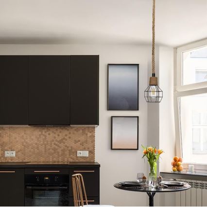 Ljuskrona med textilsladd 1xE27/60W/230V diameter 15 cm