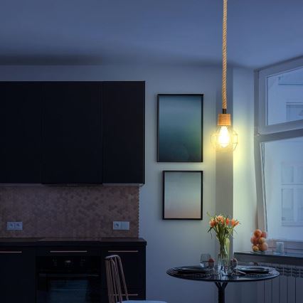Ljuskrona med textilsladd 1xE27/60W/230V diameter 15 cm