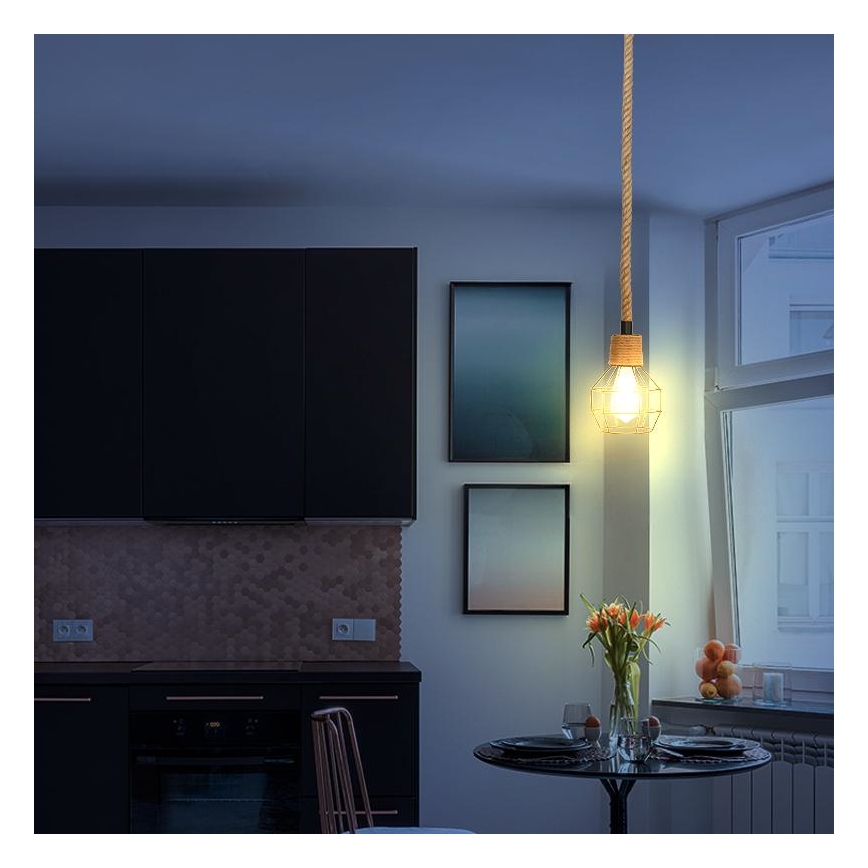 Ljuskrona med textilsladd 1xE27/60W/230V diameter 15 cm