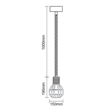 Ljuskrona med textilsladd 1xE27/60W/230V diameter 15 cm