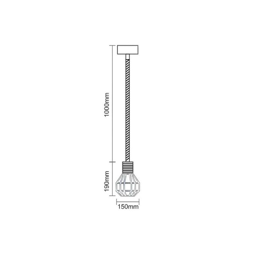 Ljuskrona med textilsladd 1xE27/60W/230V diameter 15 cm