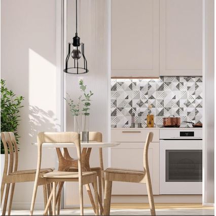 Ljuskrona med textilsladd 1xE27/60W/230V diameter 15 cm svart