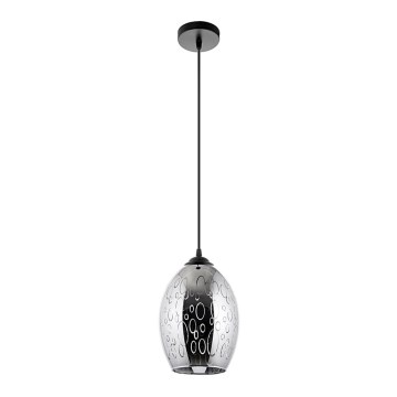 Ljuskrona med textilsladd 1xE27/60W/230V diameter 16 cm svart