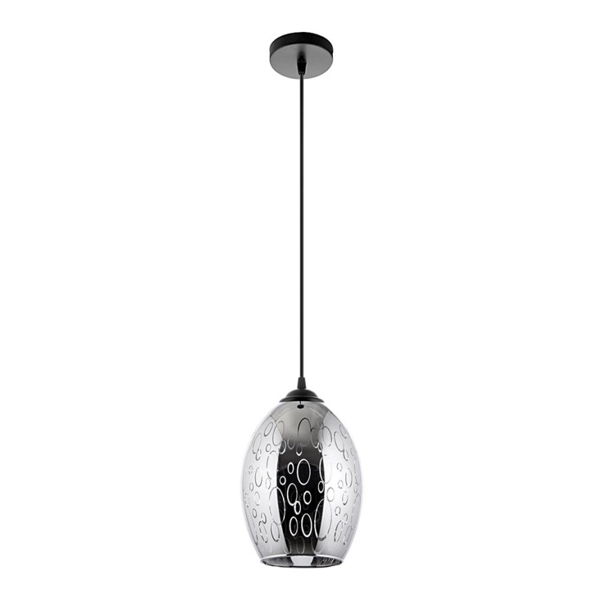 Ljuskrona med textilsladd 1xE27/60W/230V diameter 16 cm svart