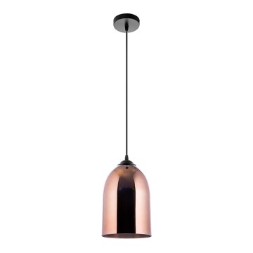 Ljuskrona med textilsladd 1xE27/60W/230V diameter 17 cm koppar