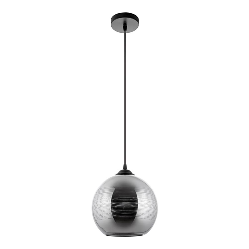Ljuskrona med textilsladd 1xE27/60W/230V diameter 20 cm svart