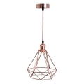 Ljuskrona med textilsladd 1xE27/60W/230V diameter 22 cm koppar