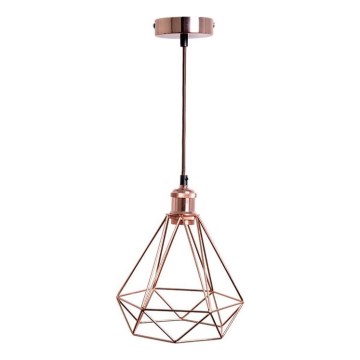 Ljuskrona med textilsladd 1xE27/60W/230V diameter 22 cm koppar