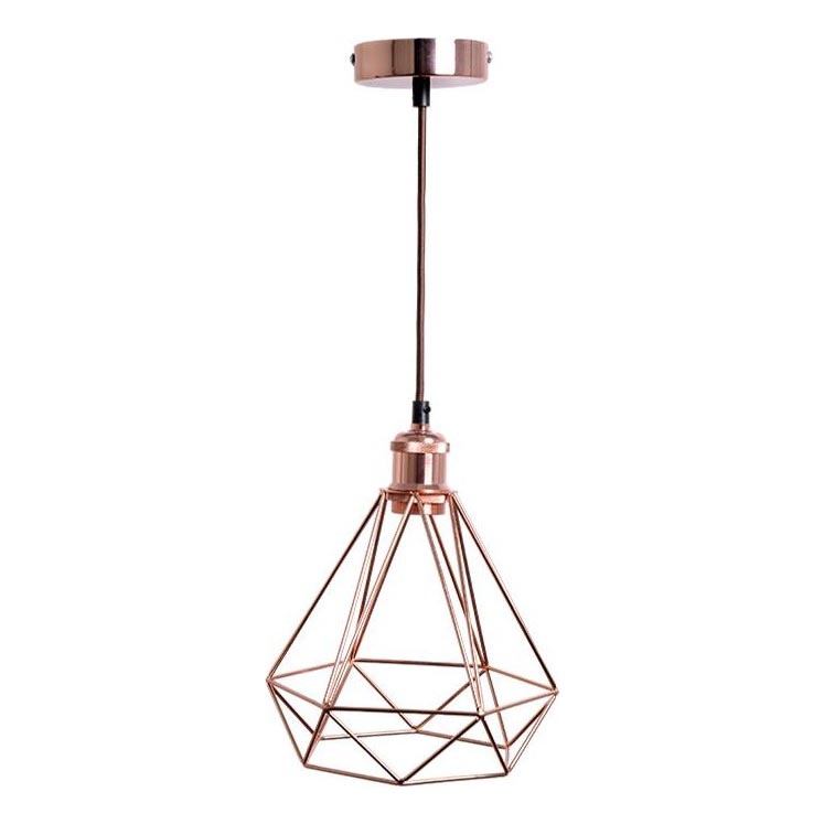 Ljuskrona med textilsladd 1xE27/60W/230V diameter 22 cm koppar