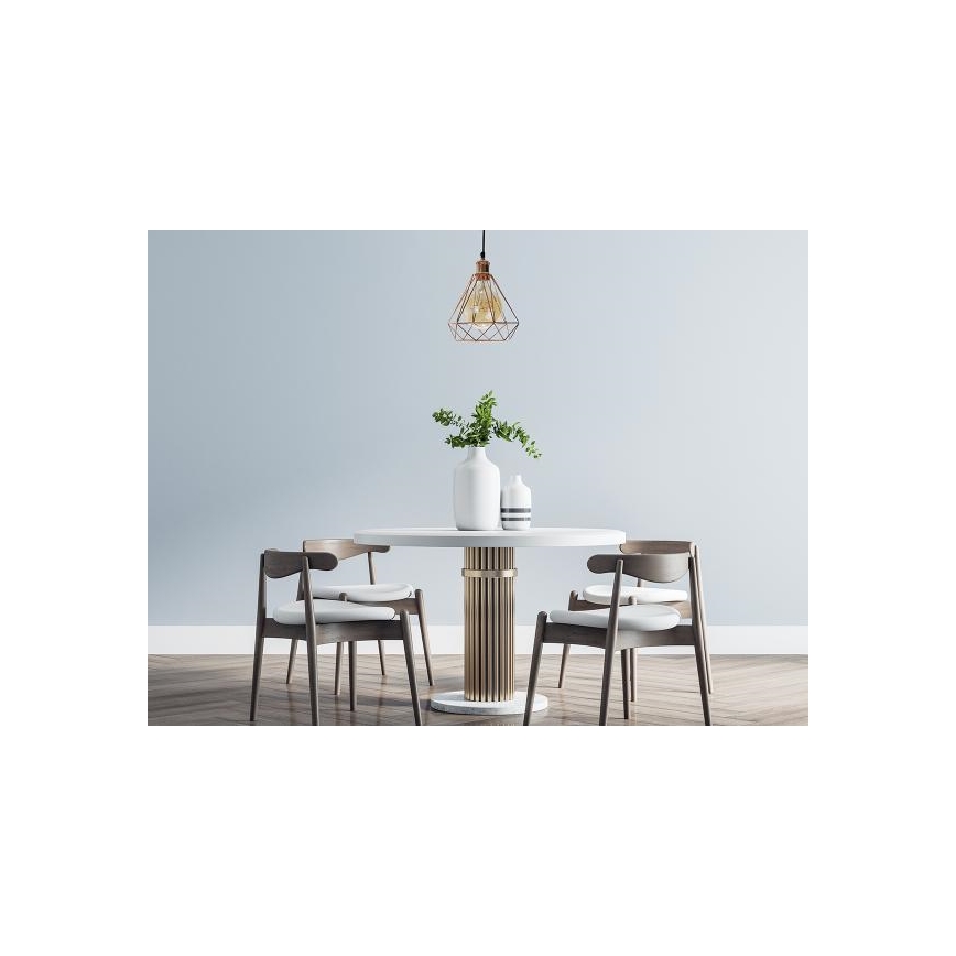 Ljuskrona med textilsladd 1xE27/60W/230V diameter 22 cm koppar