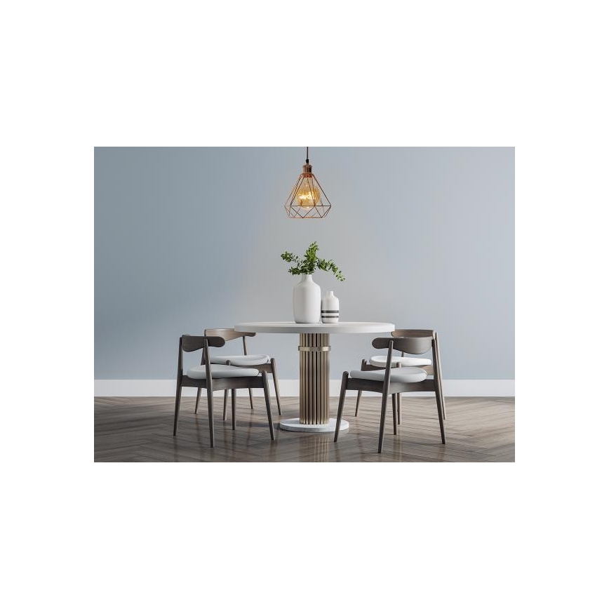 Ljuskrona med textilsladd 1xE27/60W/230V diameter 22 cm koppar