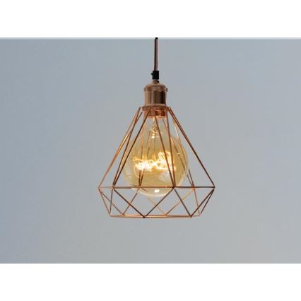 Ljuskrona med textilsladd 1xE27/60W/230V diameter 22 cm koppar