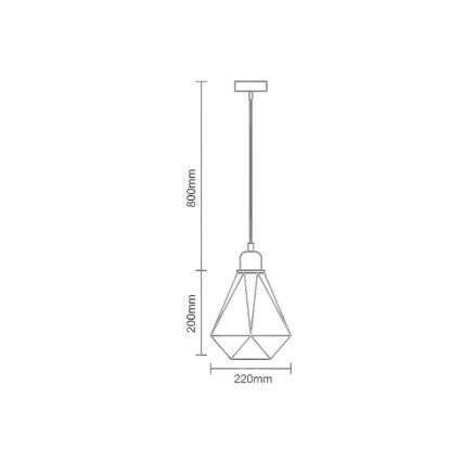 Ljuskrona med textilsladd 1xE27/60W/230V diameter 22 cm koppar