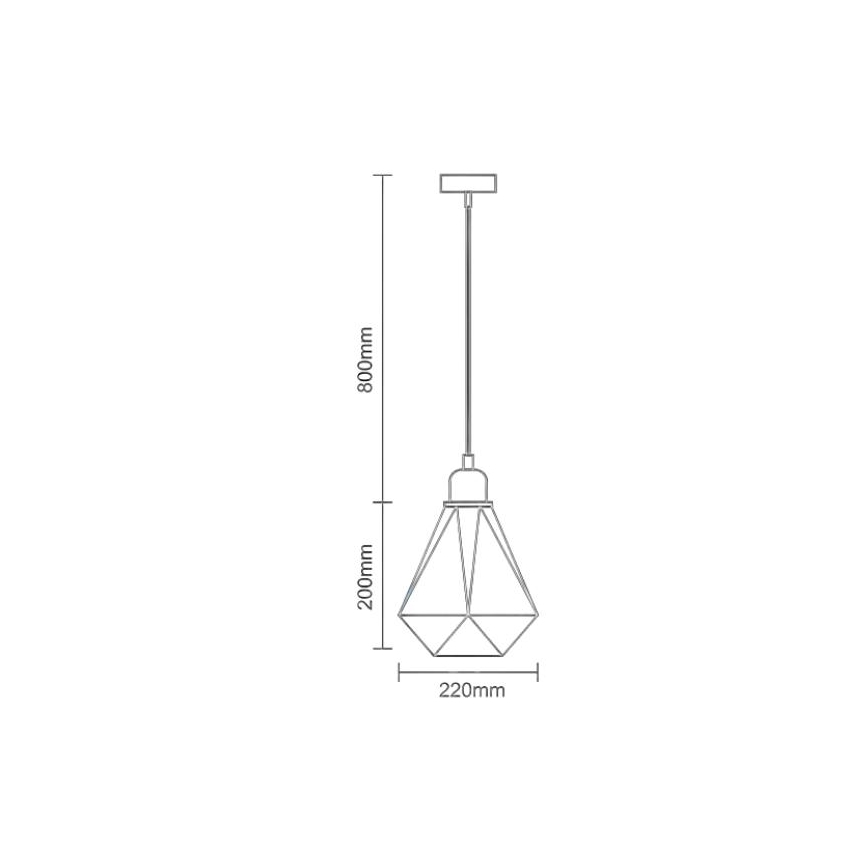 Ljuskrona med textilsladd 1xE27/60W/230V diameter 22 cm koppar