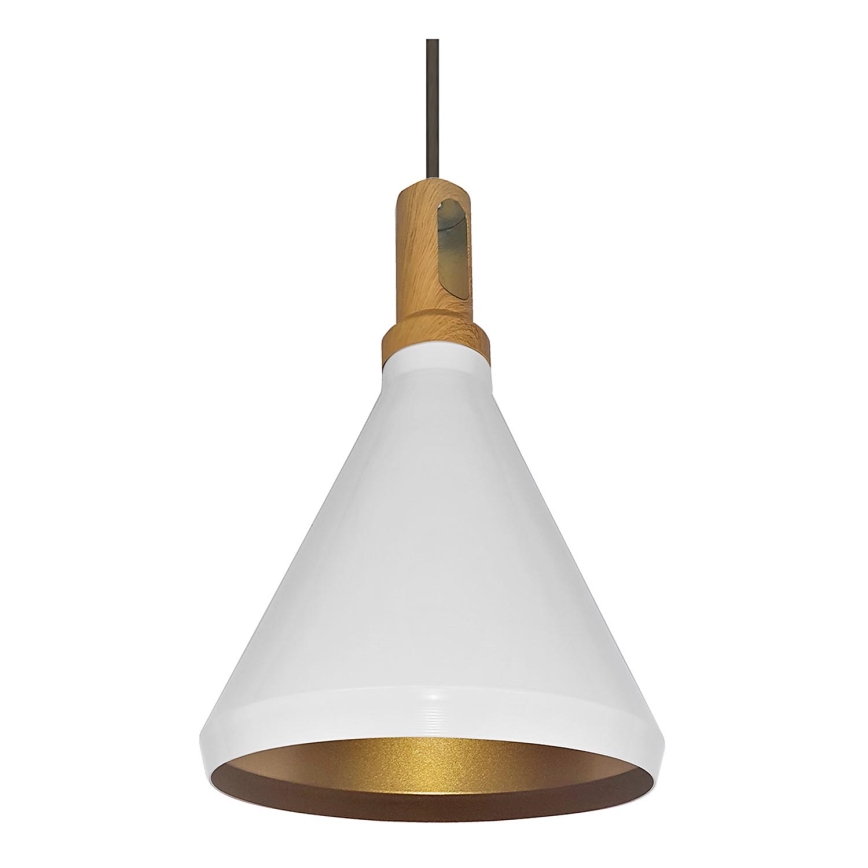 Ljuskrona med textilsladd 1xE27/60W/230V diameter 23 cm vit