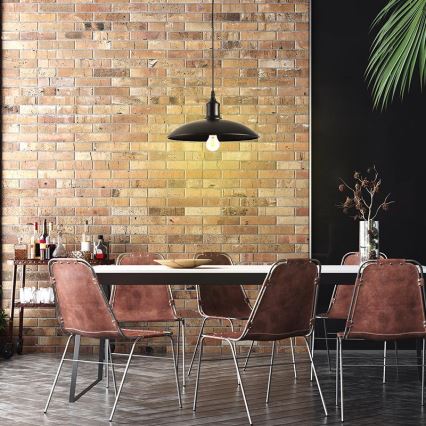 Ljuskrona med textilsladd 1xE27/60W/230V diameter 29 cm svart