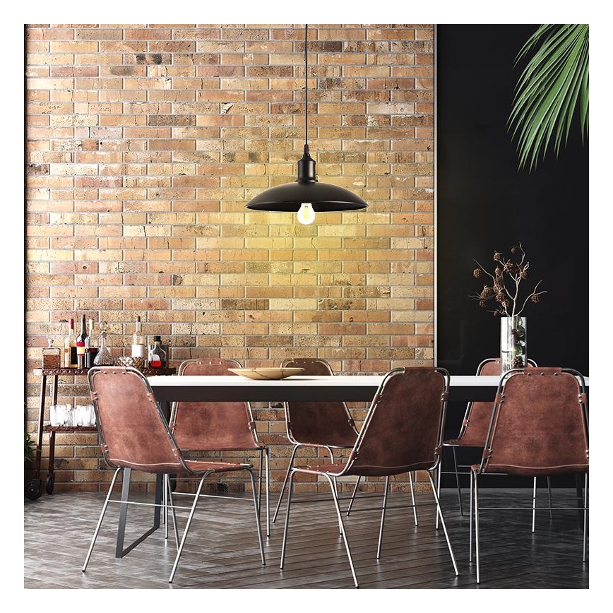 Ljuskrona med textilsladd 1xE27/60W/230V diameter 29 cm svart