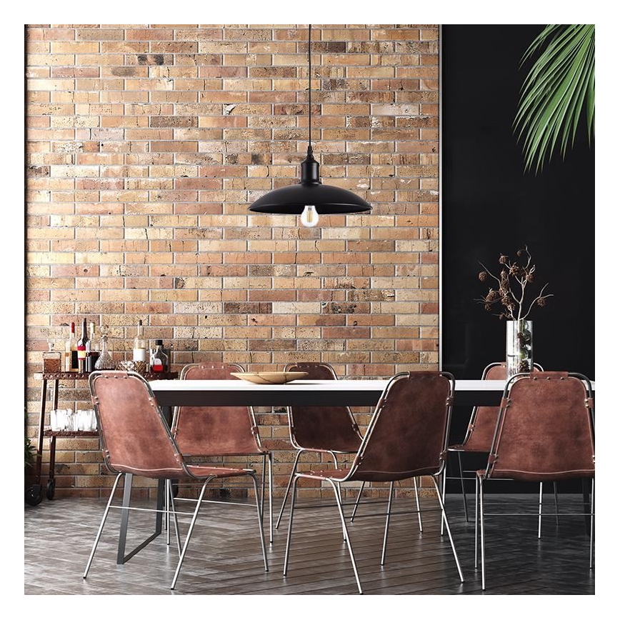 Ljuskrona med textilsladd 1xE27/60W/230V diameter 29 cm svart