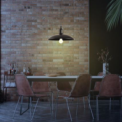 Ljuskrona med textilsladd 1xE27/60W/230V diameter 29 cm svart