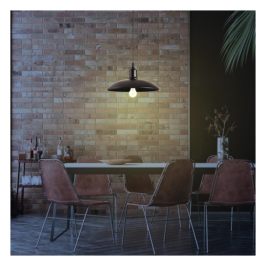 Ljuskrona med textilsladd 1xE27/60W/230V diameter 29 cm svart
