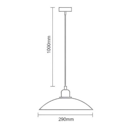Ljuskrona med textilsladd 1xE27/60W/230V diameter 29 cm svart