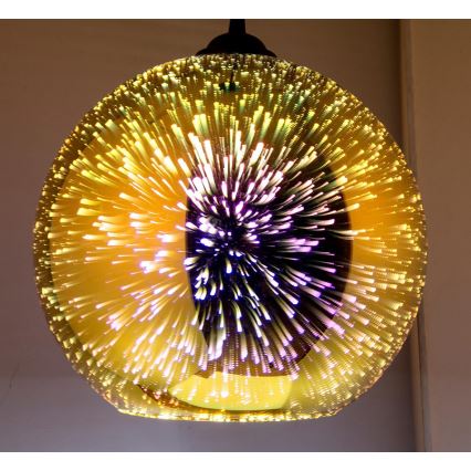 Ljuskrona med textilsladd 1xE27/60W/230V diameter 30 cm guld
